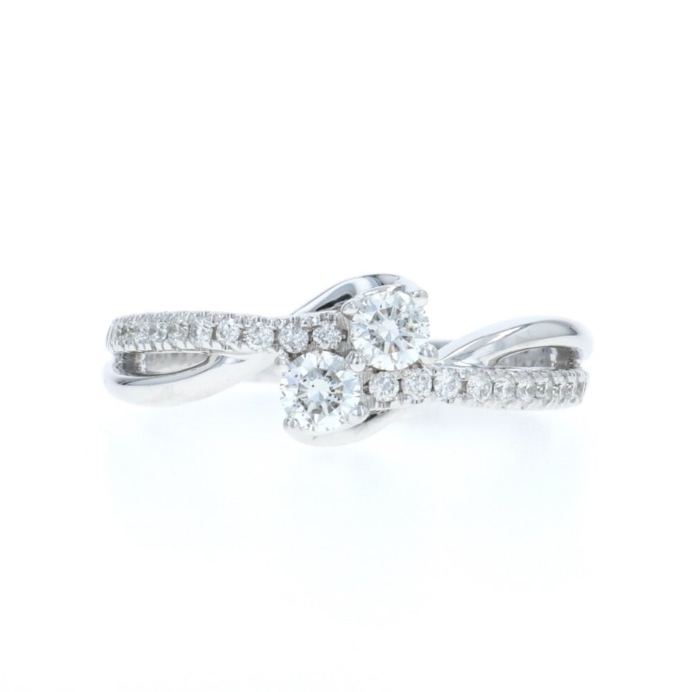 Ever Us Diamond Engagement Ring - White Gold 14k Round .50ctw Two-Stone Bypass